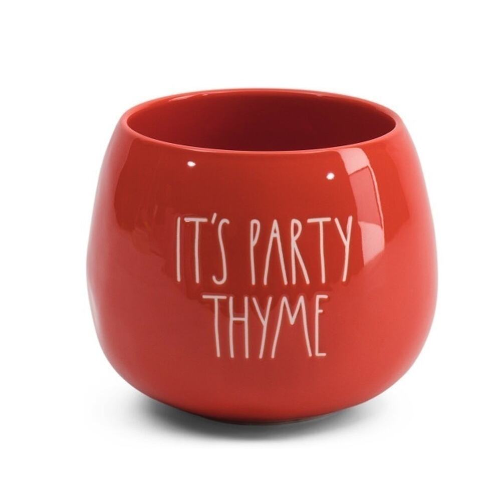 Rae Dunn Round Planter PARTY THYME Orange 6 in Ceramic
